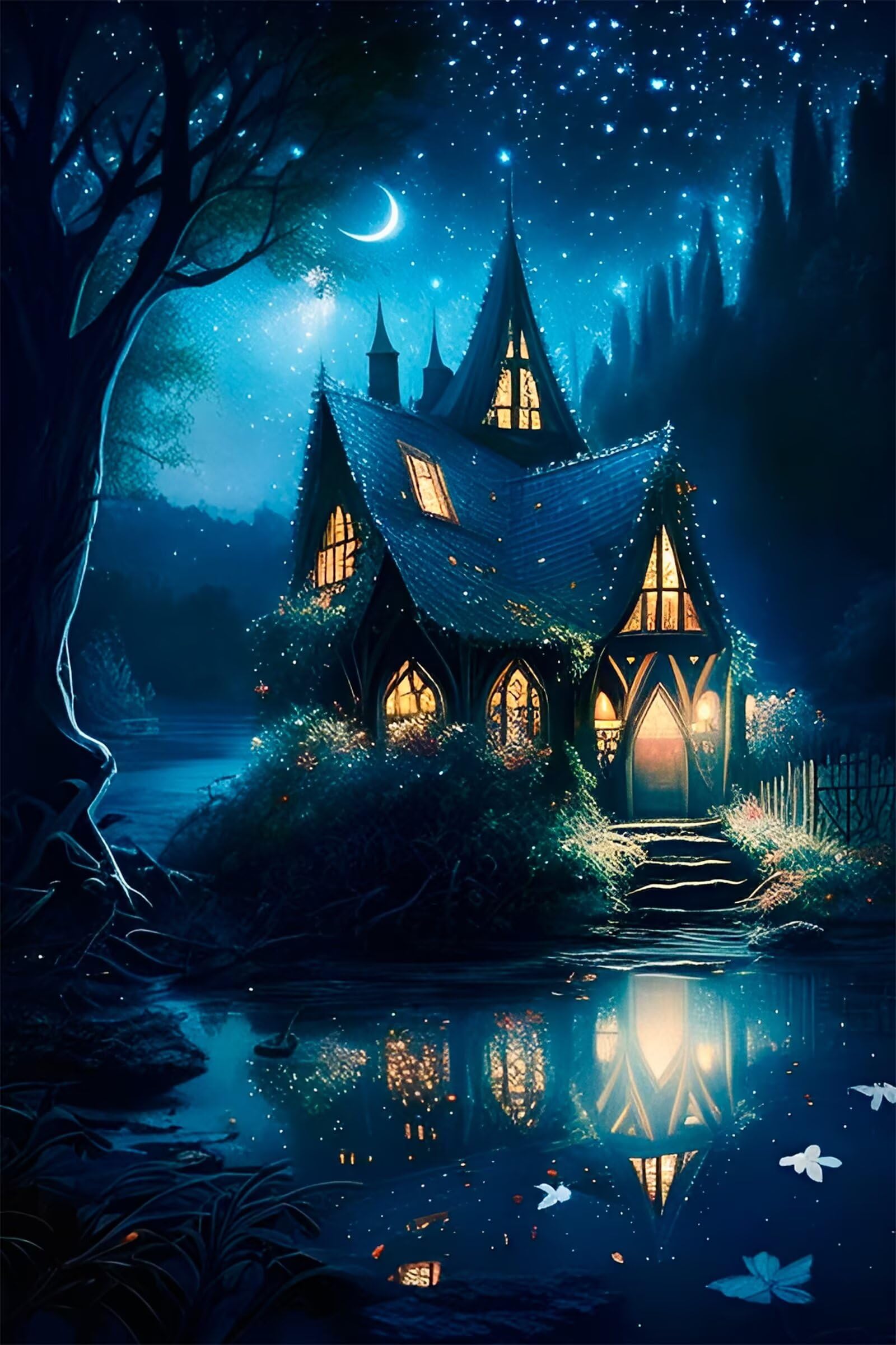 Puzzle dla dorosłych, 1200 elementów, Starry Night Lodge Artwork Puzzle 75 x 50 cm, kolorowe puzzle "zrób to sam" do dekoracji domu, rodzinne puzzle dla początkujących i dzieci