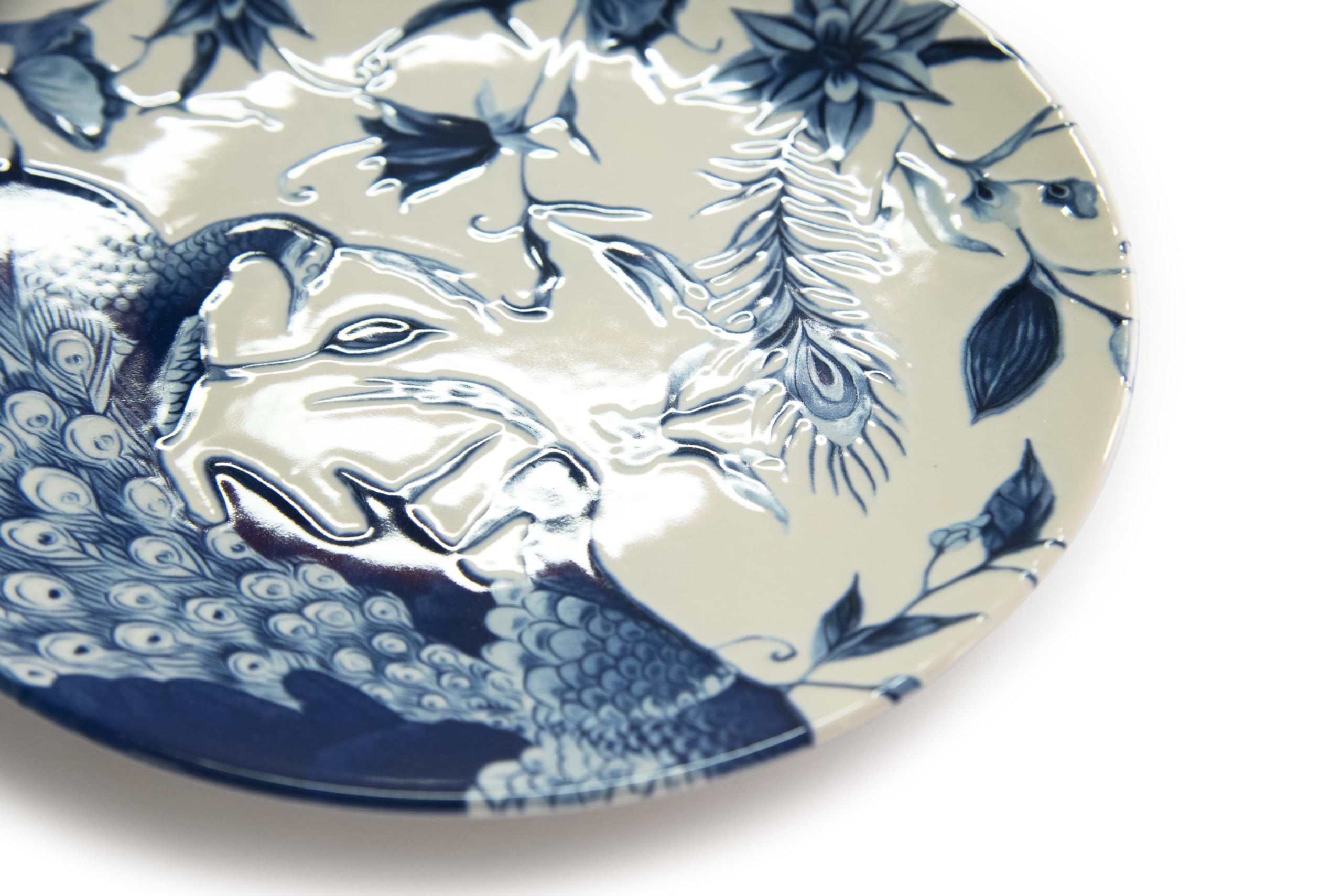 Excelsa Vanitas Servizio Piatti 12 Pezzi, Ceramica, Bianco e Blu