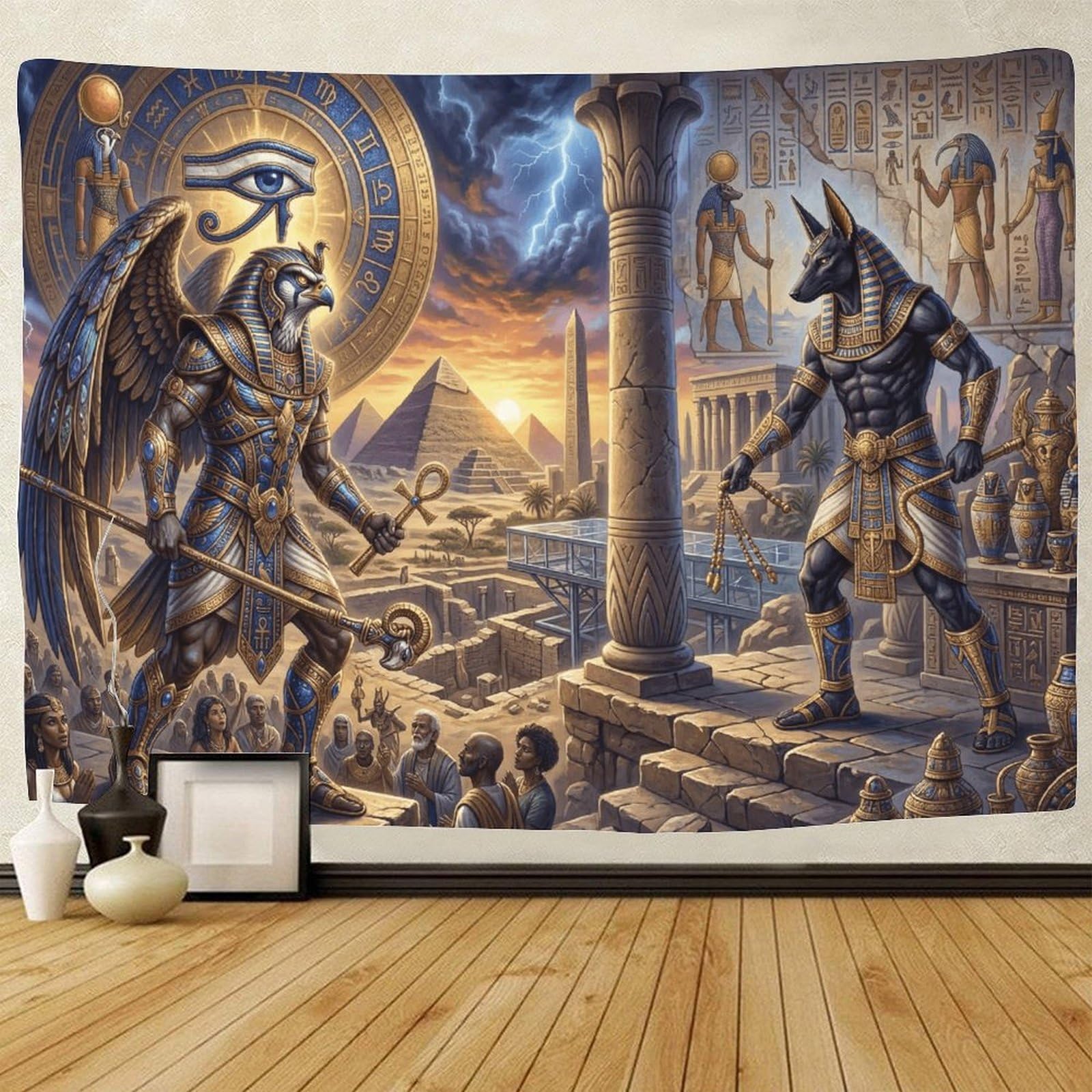 GPMNBCXZK Egyptian Horus 3D Wall Art Anubis Tapestry Living Room Home Bedroom Decor 180cmx230cm