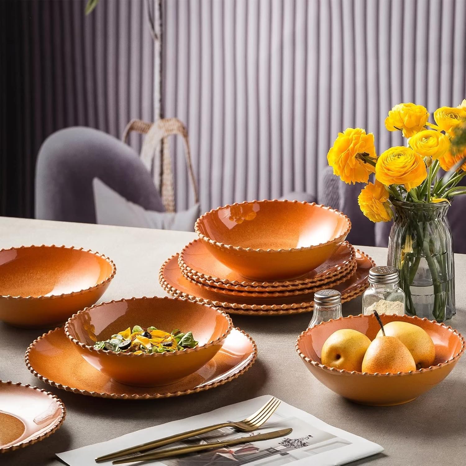 MissYIP 12 Piece Melamine Dinnerware Sets, Service Uganda Ubuy