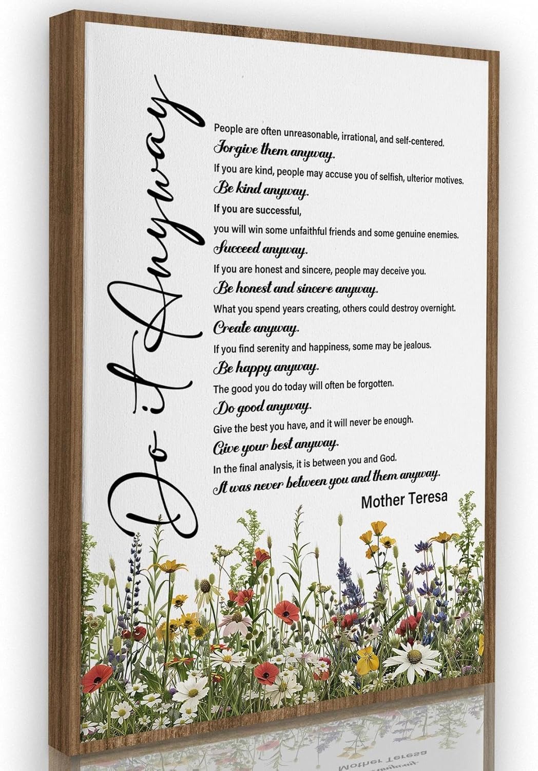 Nitelat Do It Anyway Christian Wall Art, Christian Bible Verse Canvas Wall Art Decor for Home Living Room Church, Wildflower Religious Scripture Canvas Pictures for Wall Decor, 16x24 Inch