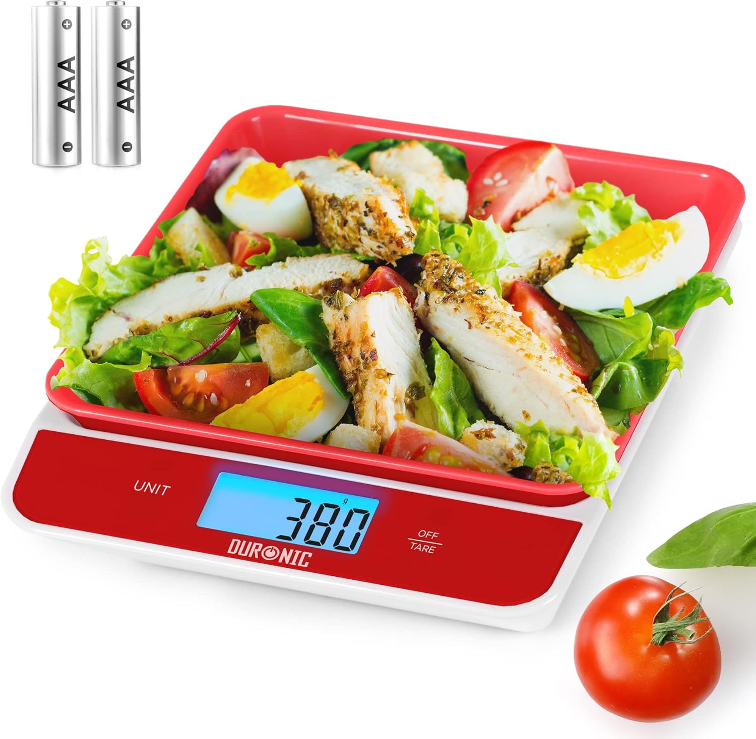 Duronic Kitchen Scale KS100RD 5 KG / 11 LB Pink Portable Design Digital Display Tray/Bowl Kitchen Scale (Pink) Capacity: 5kg / 11lb