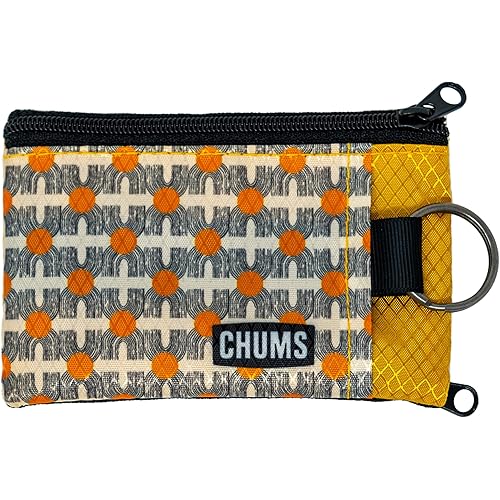 Chums Surfshorts Wallet - Lightweight Zippered Minimalist Wallet with Clear ID Window - Water Resistant with Key Ring