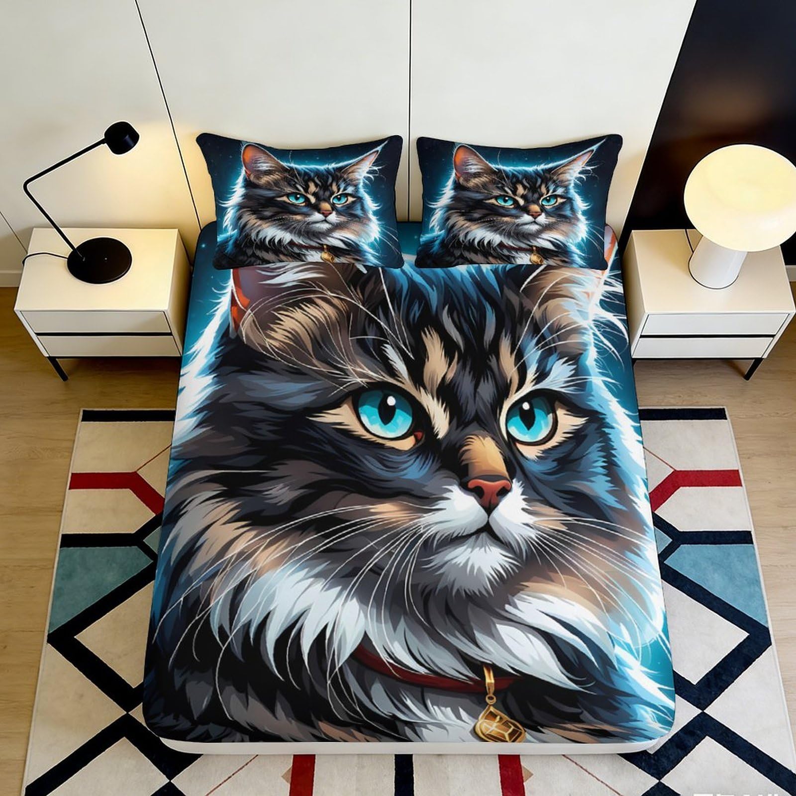 3D Printed Skull Design Fitted Sheet Microfiber Non-Slip Deep Pocket Skull Mattress Fitted Cover For Bedroom 140x200x25cm