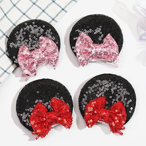 Miniatura 5 de Ayesha Pinzas para el cabello de Mickey Minnie Ears de Halloween, orejas de ratón para niñas pequeñas, lazos de ratón, pasadores, accesorios para el