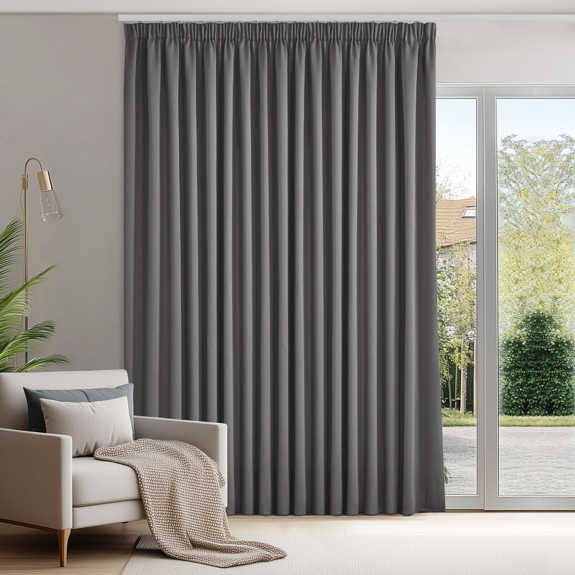 Deconovo Gardinen mit Kräuselband Blickdicht Vorhänge Kälteisolierend Thermovorhang für Balkontür Schlafzimmer 2 Stück