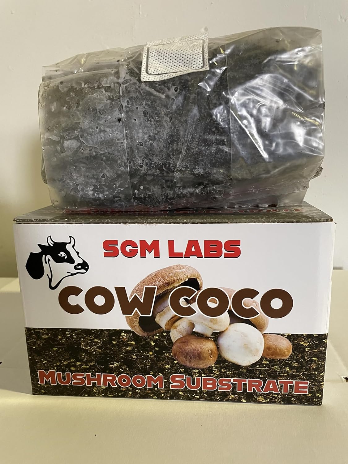 SGM LABS 5 LBS Cow Coco Mushroom Substrate - Sterilized CVG Mix with Manure for High-Yield Fruiting
