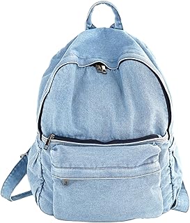 YunZh Denim Backpack Casual Style Lightweight Jeans Backpacks Classic Retro Travel Daypack