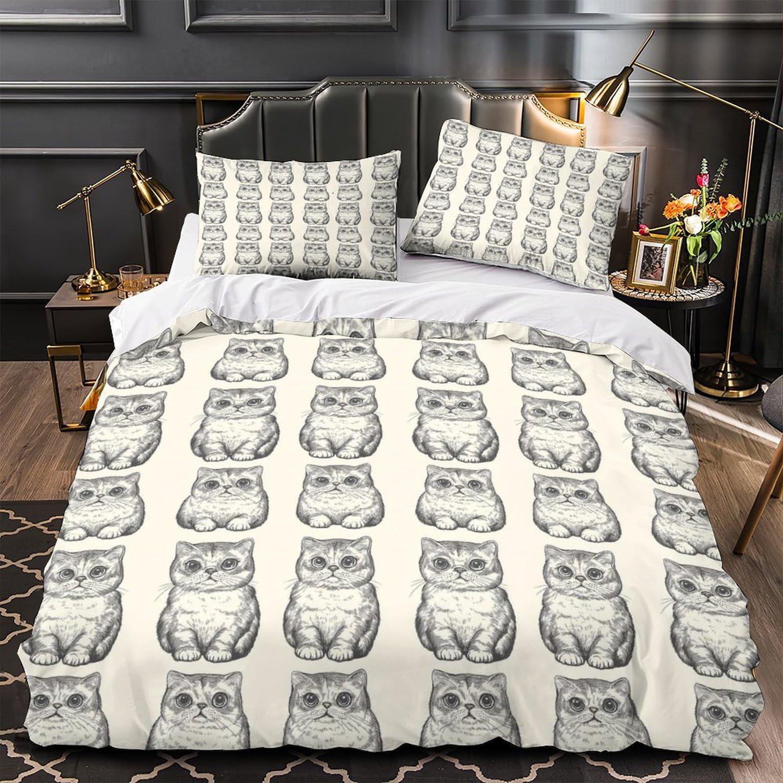 Housse de couette lapin 3D anti-plis facile à laver pour lit double ado