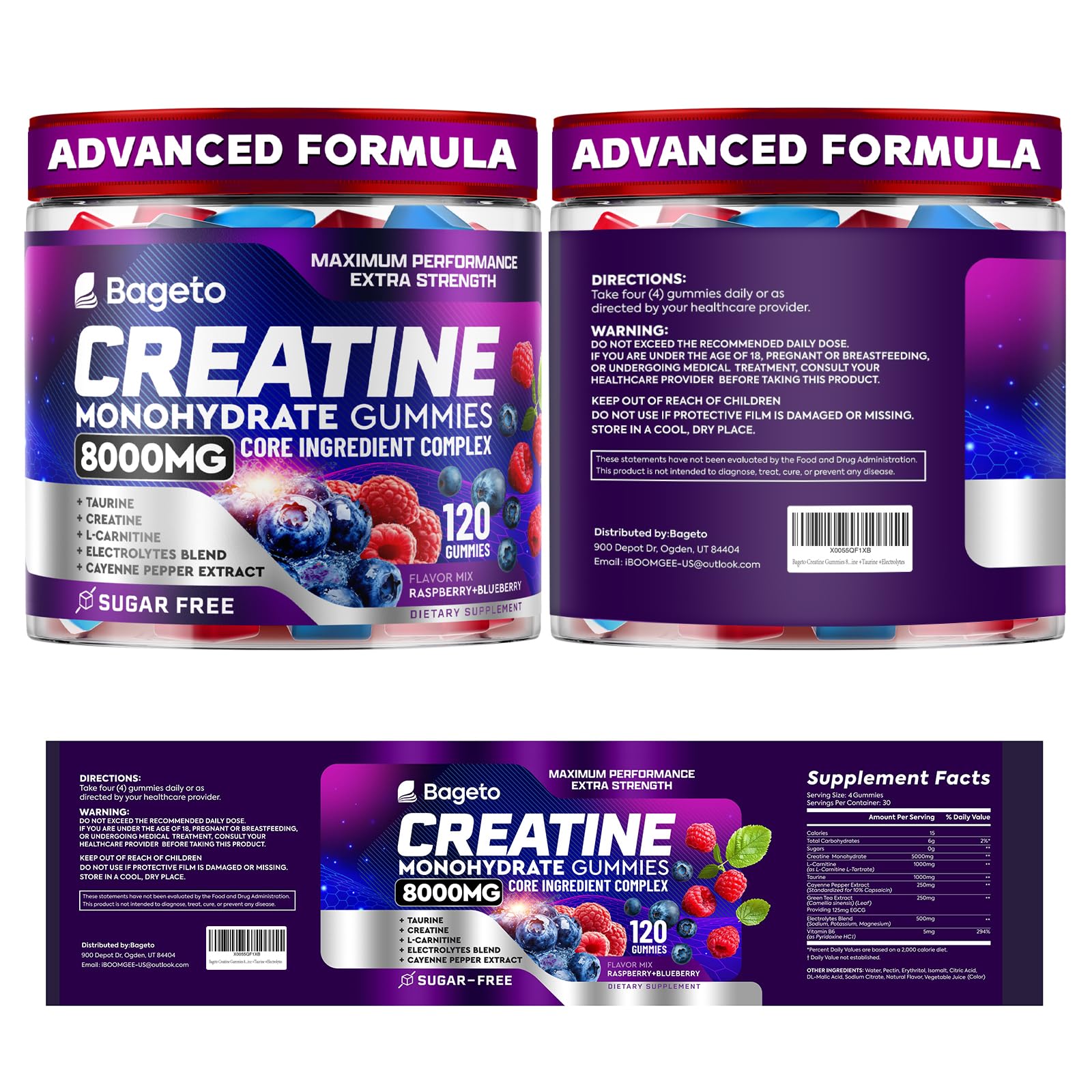Bageto Creatine Gummies Complex + L-Carnitine + Taurine + Electrolytes — Amazon image 8