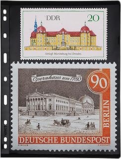 PAKESI Stamp Album Binder Stamp Protect Sleeve Album 10 Black PVC Inside Pages Stamp Pages, for Stamp Pages Collectors-1 Line