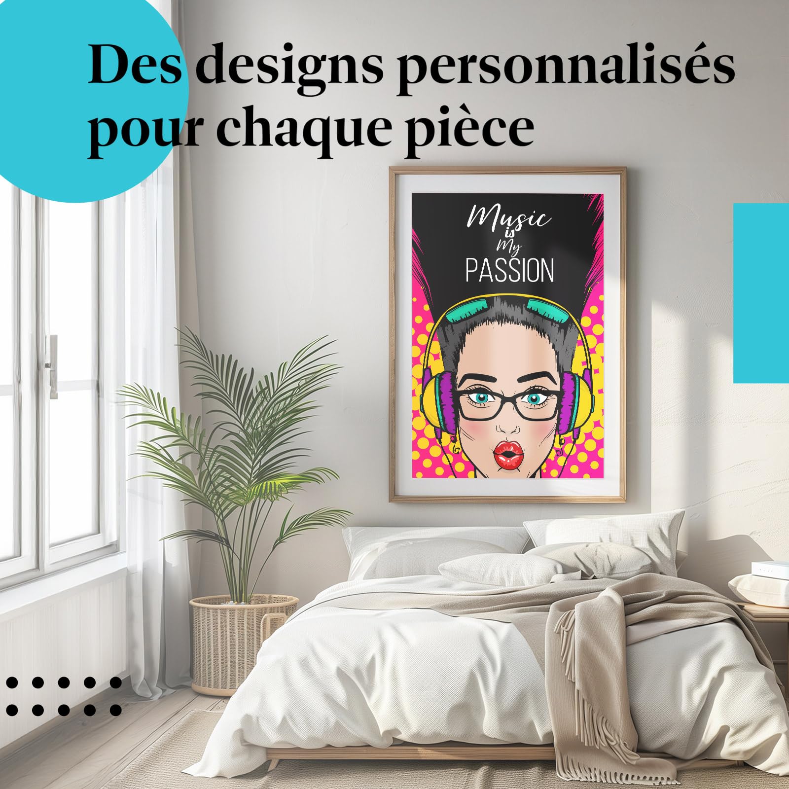 Postereck - 0913 - Affiche rétro, Music is My Passion Pop Art. Art Mural Tirage – Décoration musique, rétro, Poster - toile - 100,0 cm x 75,0 cm