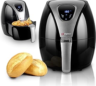 alpina Hot air fryer, fryer, roasting, frying, grilling, roasting and frying, up to 80% less fat, 2-4 people, 2.4 liters, black