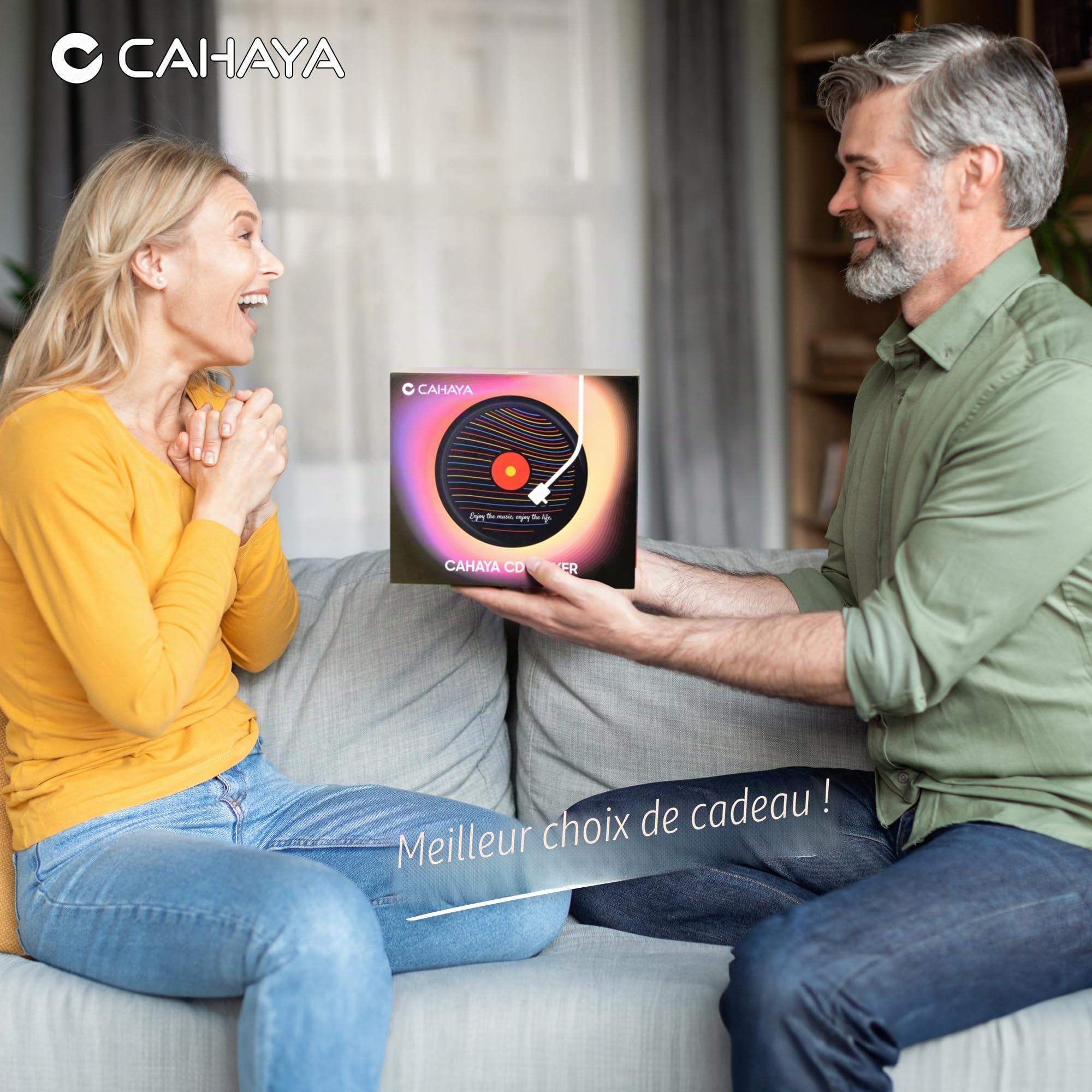 Lecteur CD portable CAHAYA pour usage domestique avec deux haut-parleurs Hi-Fi intégrés, télécommande et connexion pour téléphone et PC, parfait comme cadeau