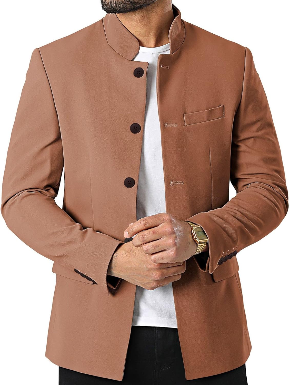 THWEI Mens Casual Suit Blazer Jackets Stand Collar Business Sport Coats - Image 2