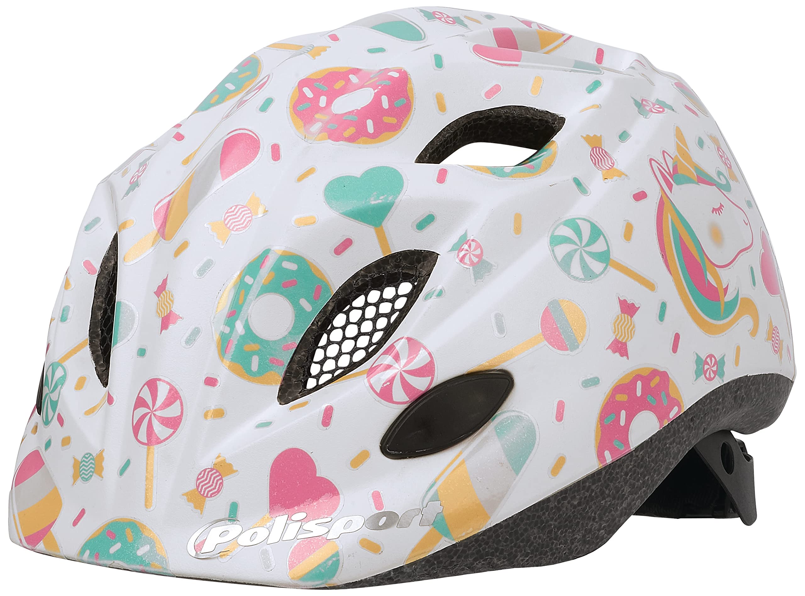 POLISPORT 8740800014 - XS Kids Premium Lollipops Kask rowerowy dla dzieci Regulowany rozmiar XS (46-53cm) z certyfikatem CE do jazdy na rowerze Deskorolka Łyżwiarstwo w kolorze Lolipops