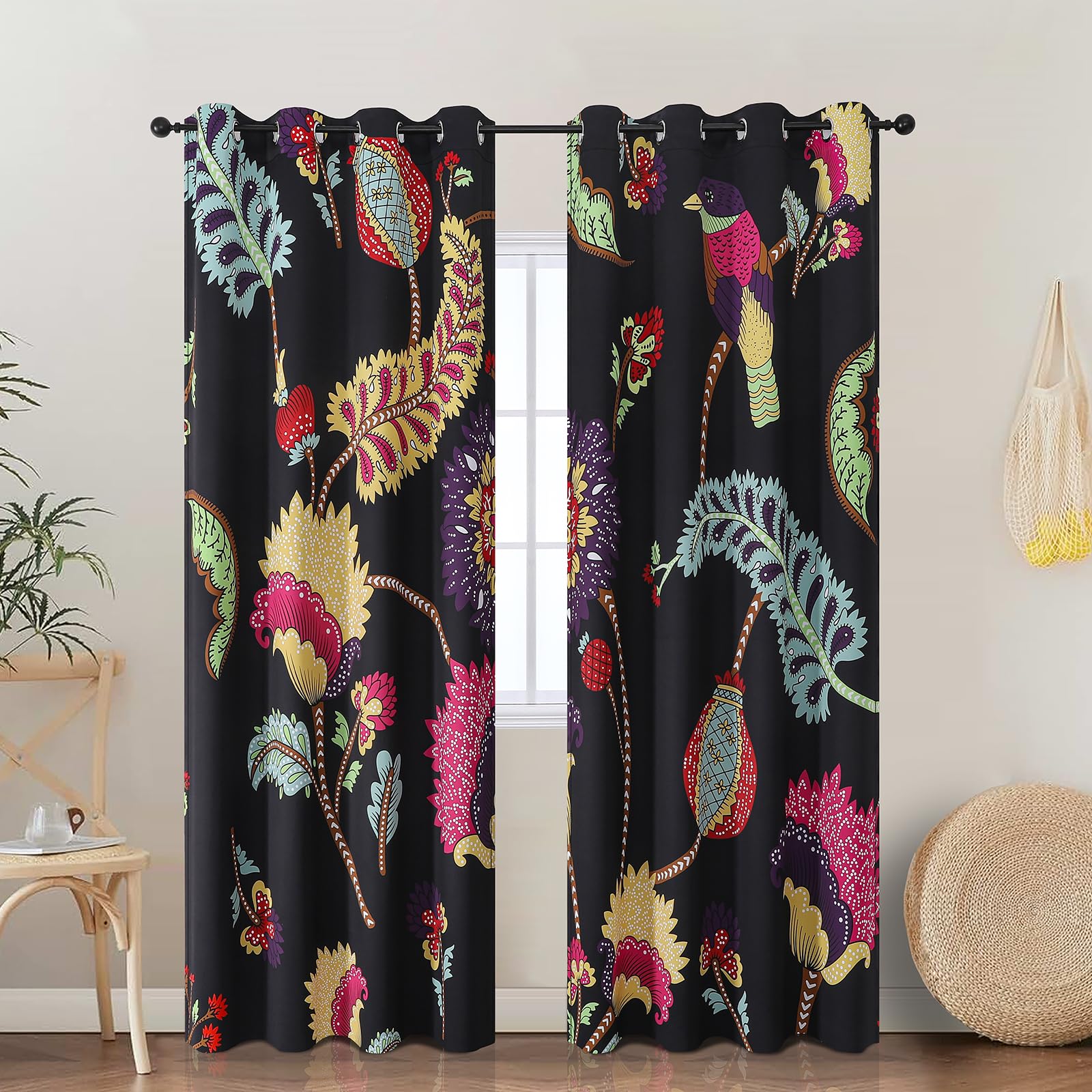 VEHEDE Boho Bird Printed Curtains