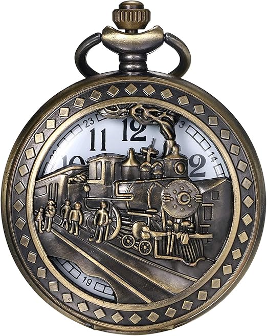JewelryWe Vintage Pocket Watch Retro Classic Pendant Necklace Watch for Men Women