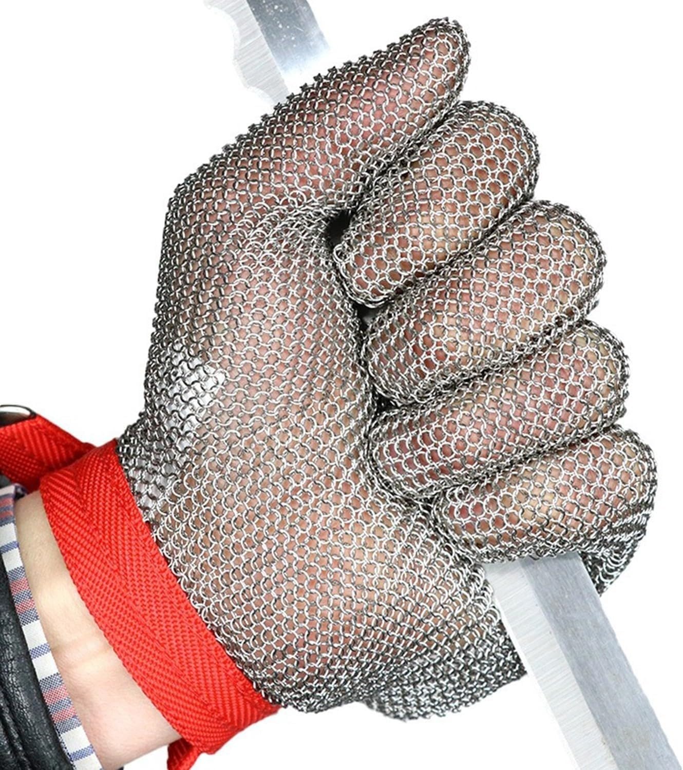 Guantes De Trabajo Anticorte Guantes Anticorte De Metal,Guantes De Trabajo De Seguridad For Cortar Carne De Carnicero De Matadero,Taller De Máquinas Trabajo De Guantes Cadena De Cadenas 1pcs,M