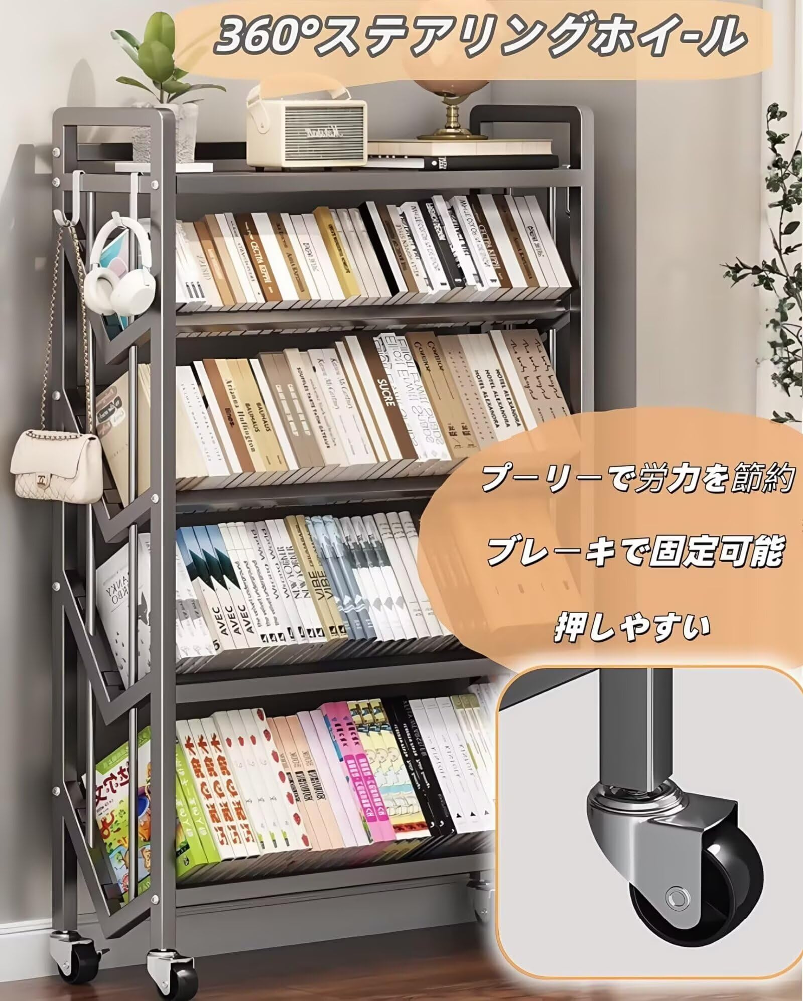 Amazon.co.jp: TUIYIDUO ファイルラック ファイルワゴン 本棚 5段 幅