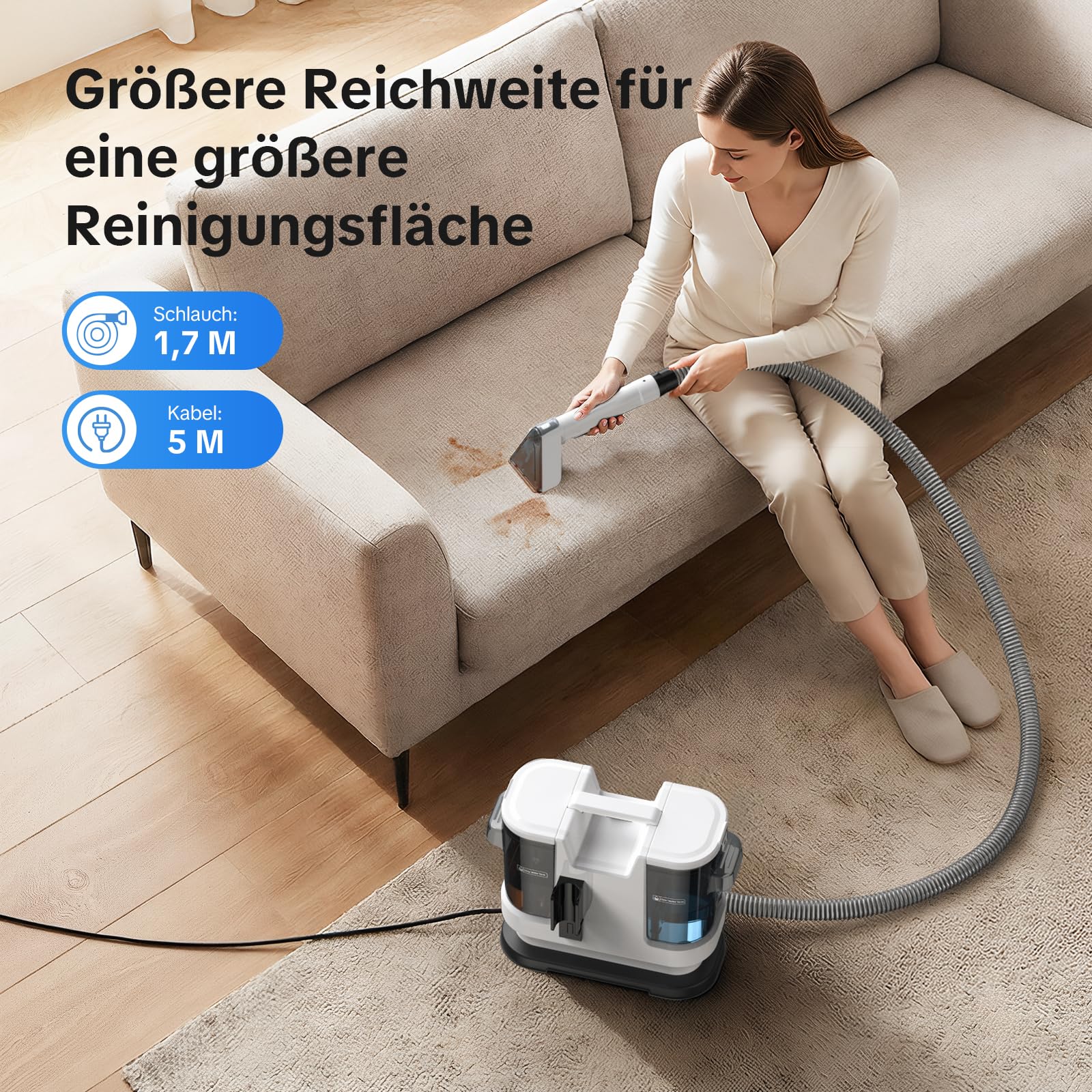 Lubluelu Polsterreiniger Gerät, 1400 W, 20kPa, erhitzt Wasser in 10 Sek.