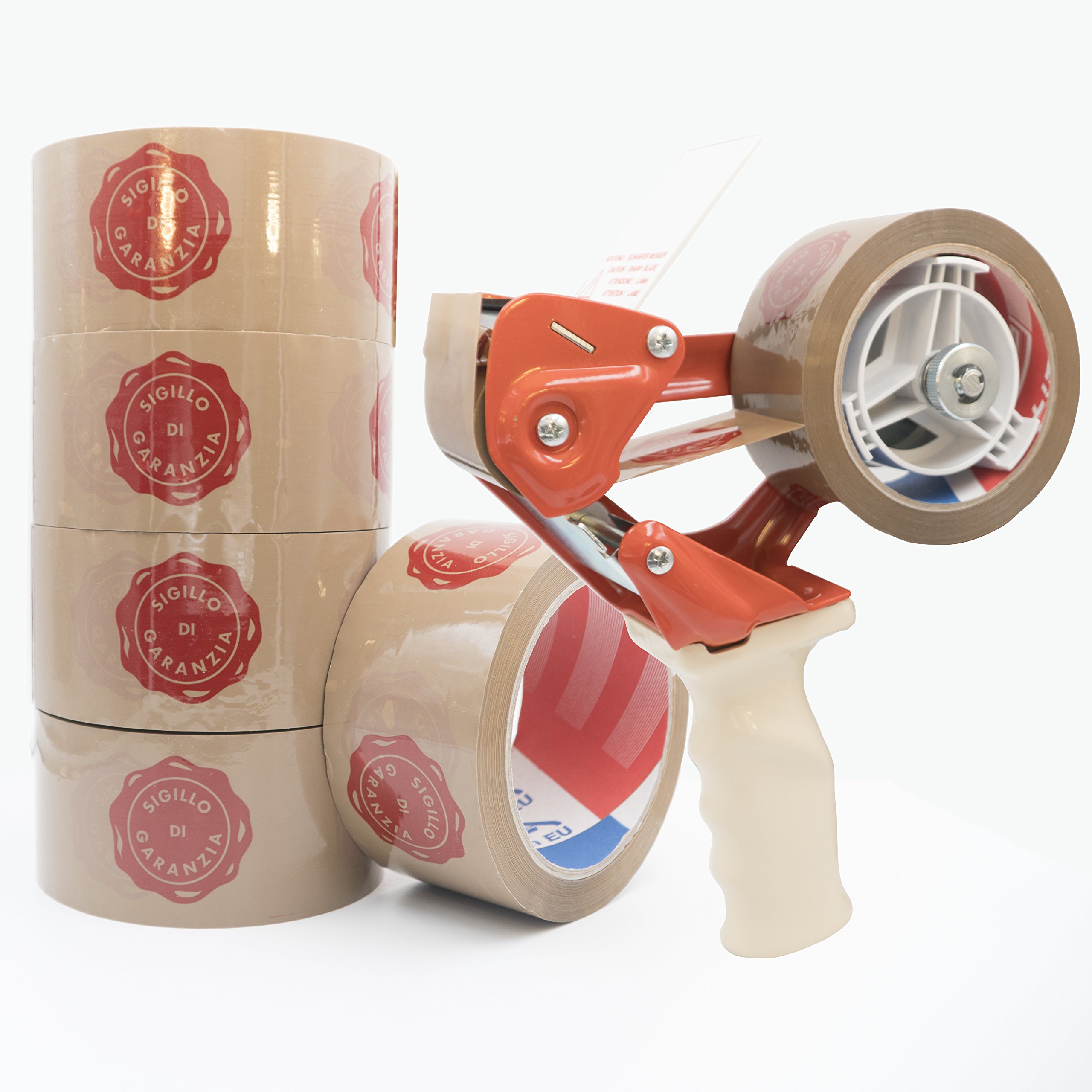 ACIT Cinta adhesiva marrón con sello de garantía, cinta para paquetes, sello de garantía adhesivo, medida 66 m x 50 mm (36 rollos)