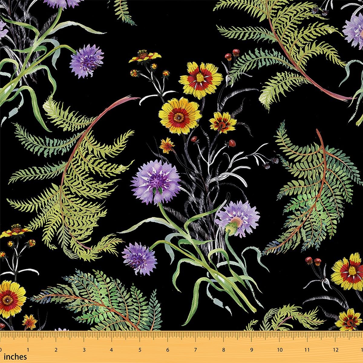 Retro Floral Fabric by The Yard for Women Men Adult Kids Vintage Plants Waterproof Outdoor Fabricy Flower Upholstery Fabric for Chairs Botanical Grass Reupholstery Fabric 1 Yard (L92*W150cm)