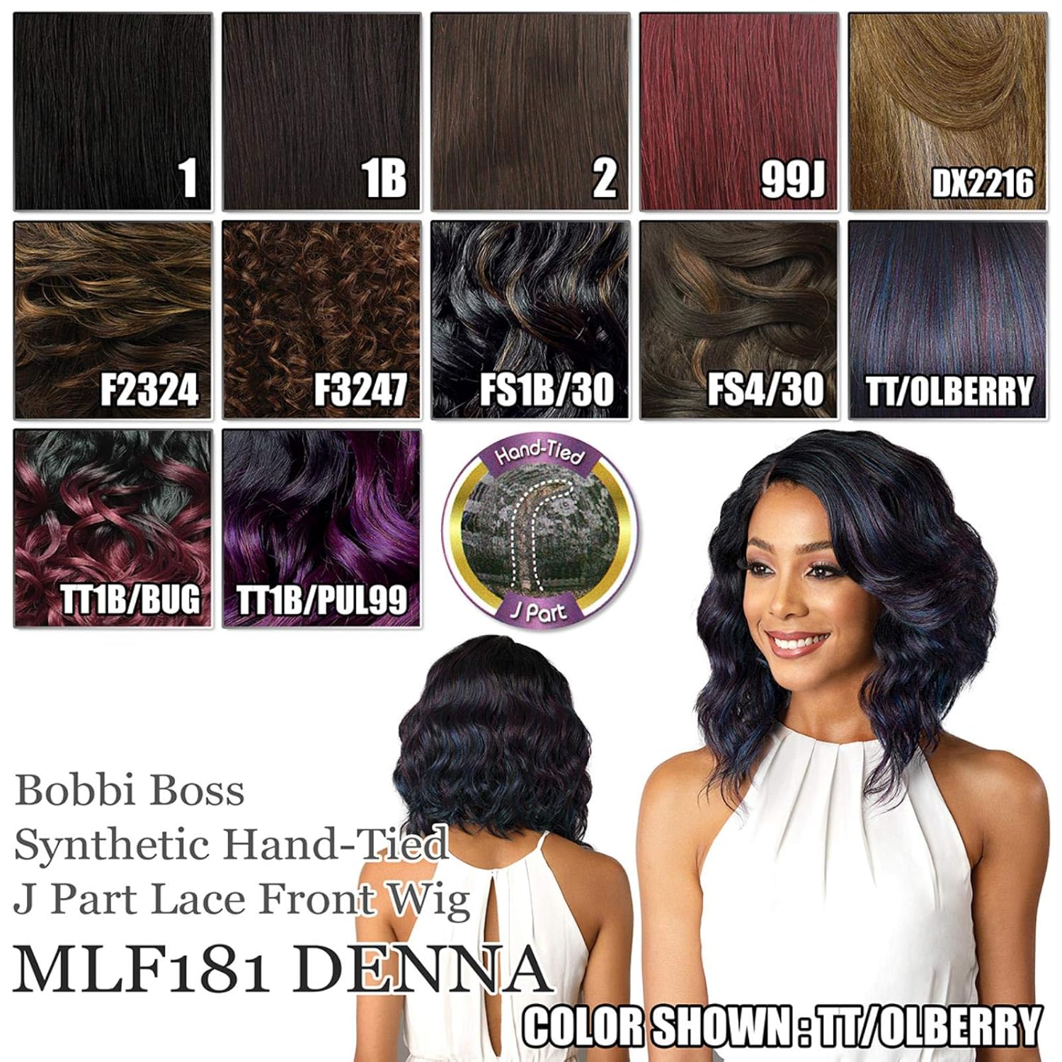 BOBBI BOSS Premium Synthetic Lace Front Wig - MLF181 DENNA (FS1B/30)