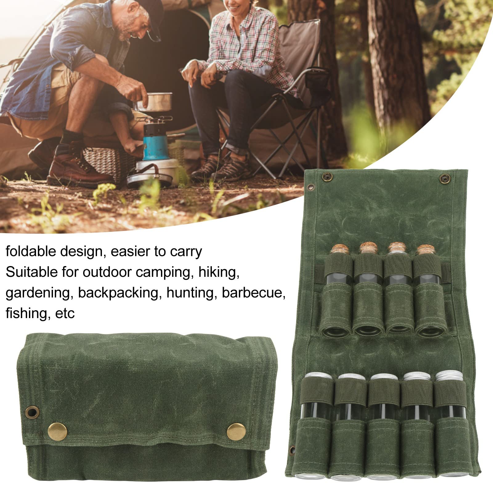 Sac à épices avec 9 Pots à épices, Sac à épices Extérieur Portable, Sac