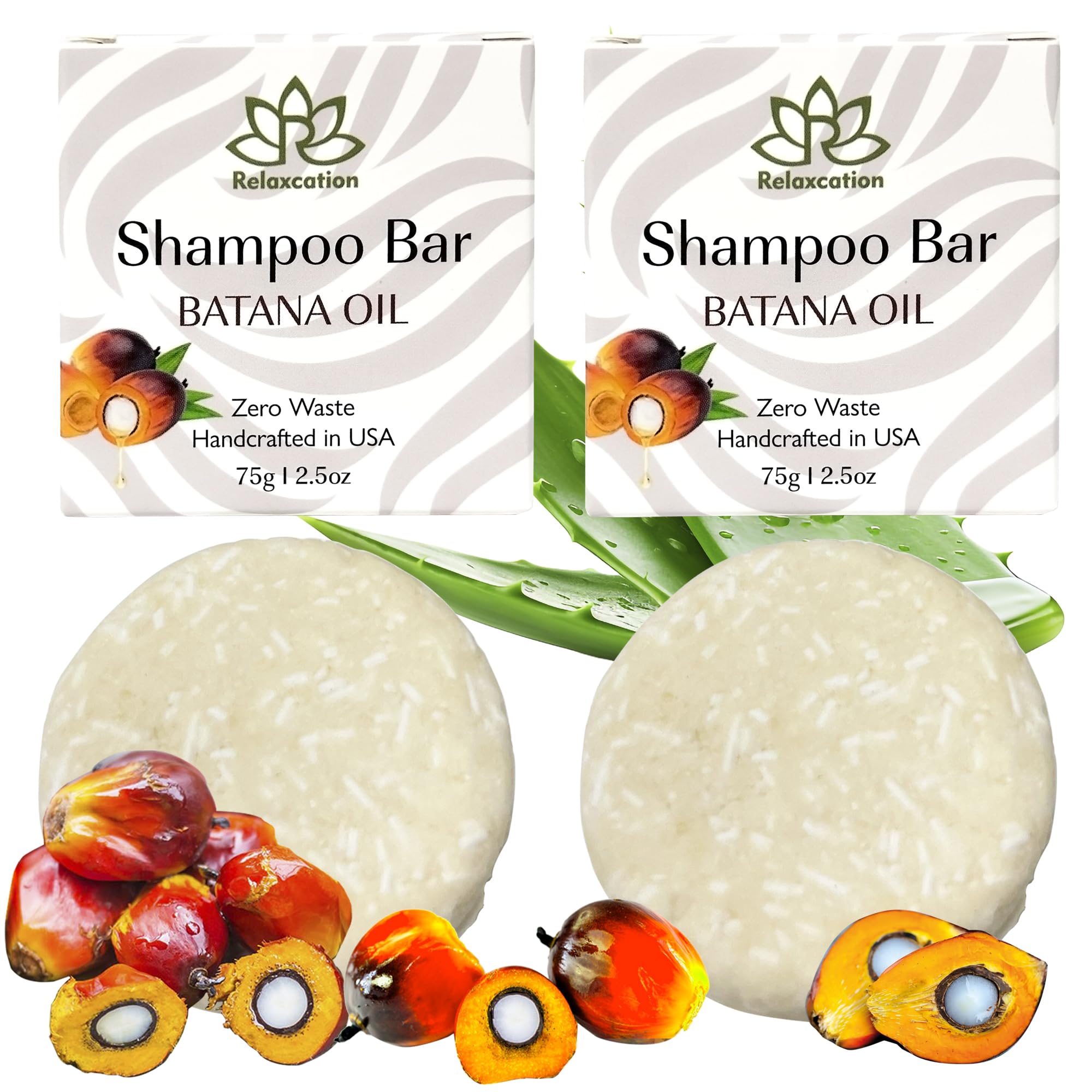 BATANA OIL Hair Growth Shampoo Bar | Pure Raw Honduras Oil | Hydrates & Improves Scalp Health, Enhances Growth | With Castor, Jojoba, Argan, Aloe Vera (2 Bars)