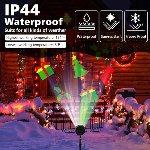 Miniatura 6 de Tangkula Proyector de luz de Navidad, lámpara de proyección LED giratoria con ángulo ajustable de 60°, iluminación decorativa de paisaje al aire