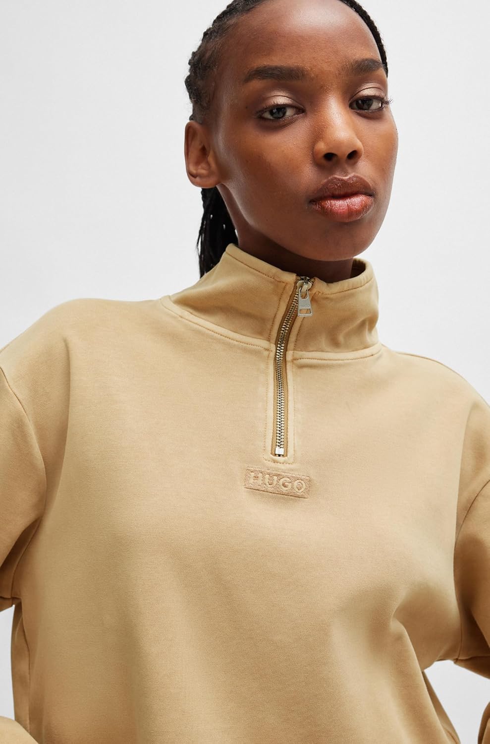 HUGO Women's Tonal Logo Half Zip Sweatshirt - Image 3