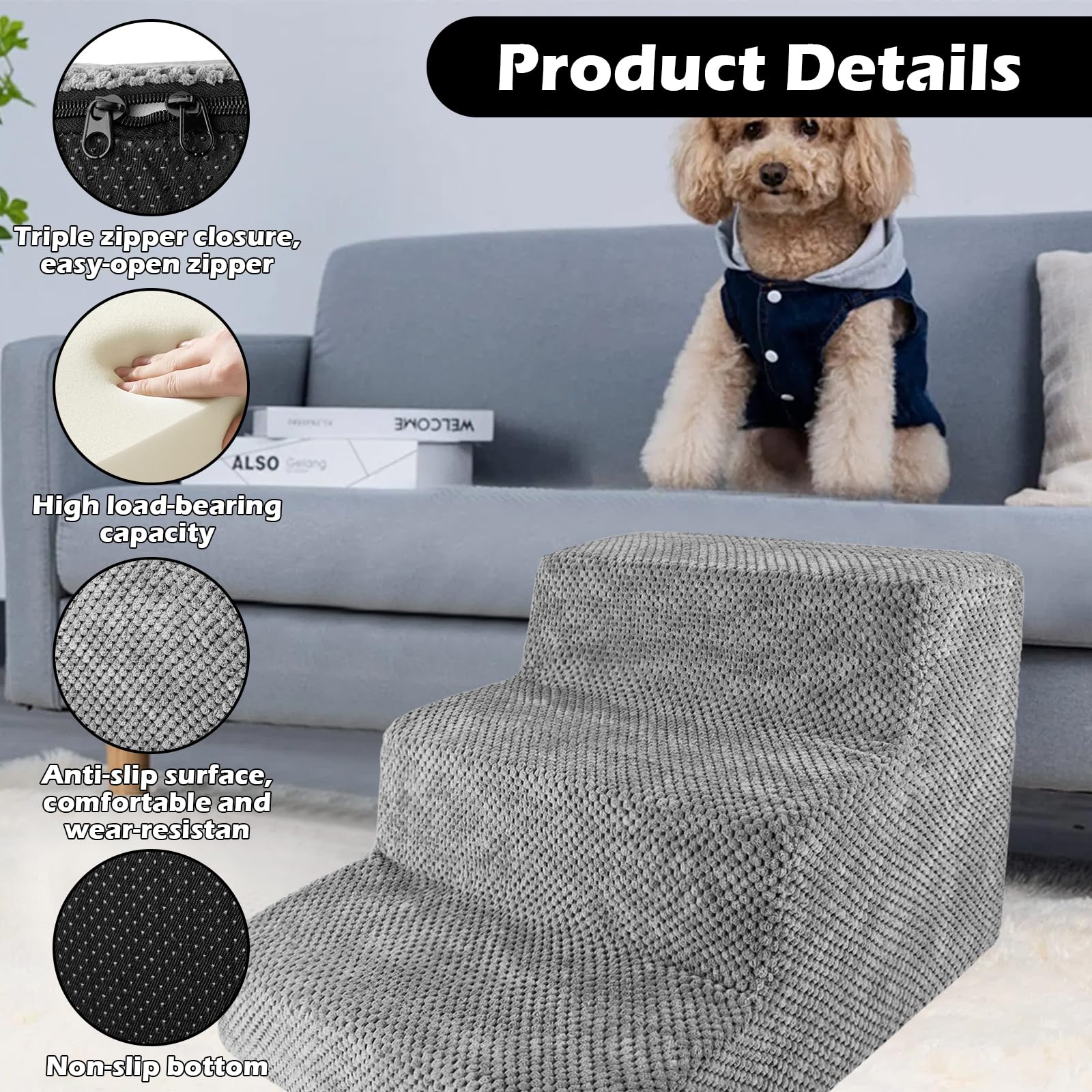 didatecar Hondentrap 3 dieren voor kleine honden voor bed huisdiertrap