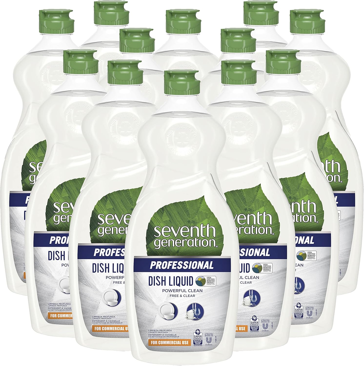 Seventh Generation Professional Dish Liquid, Free & Clear, Unscented, Hypoallergenic for Sensitive Skin, 25 fl oz (Pack of 12)