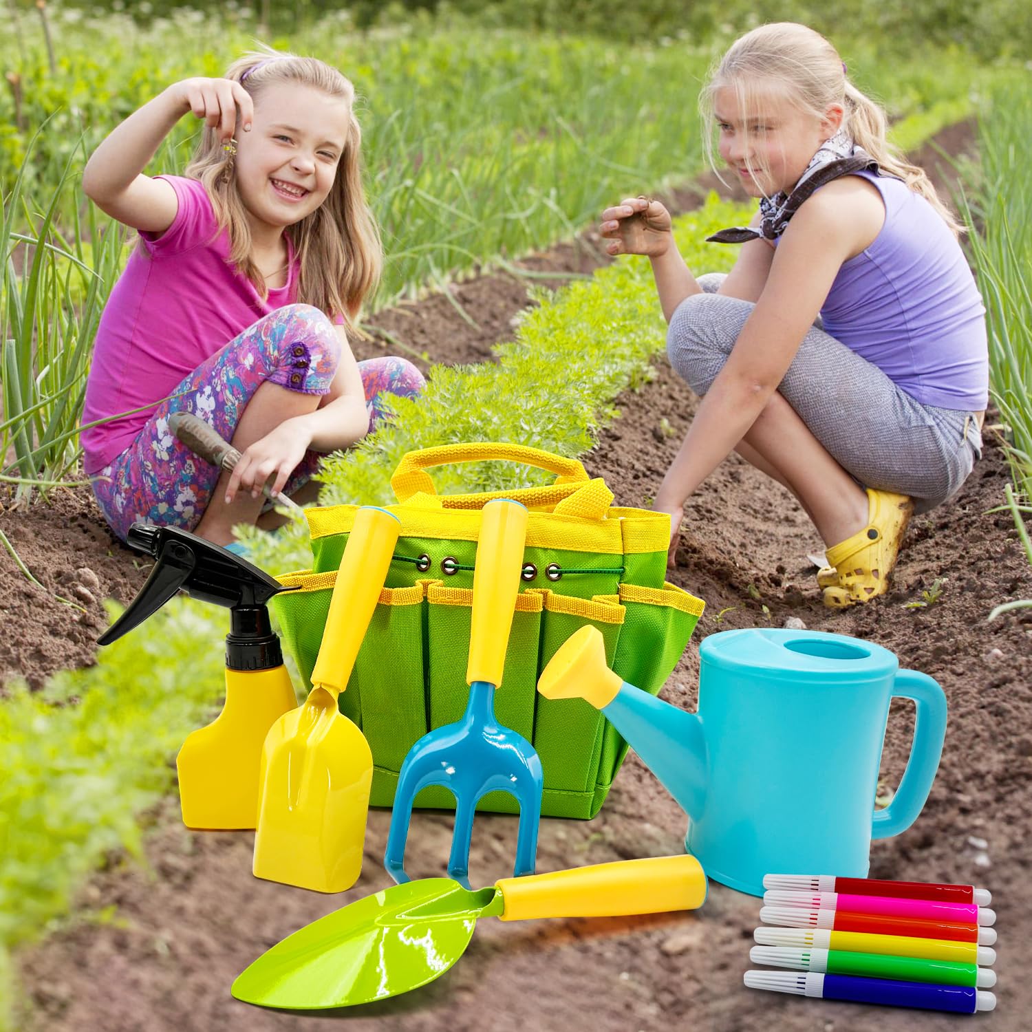 Juego de herramientas de jardinería – El kit de herramientas de jardín incluye rastrillo de pala, pala, delantal, guantes, regadera y bolsa de mano resistente para el mejor regalo al aire 6