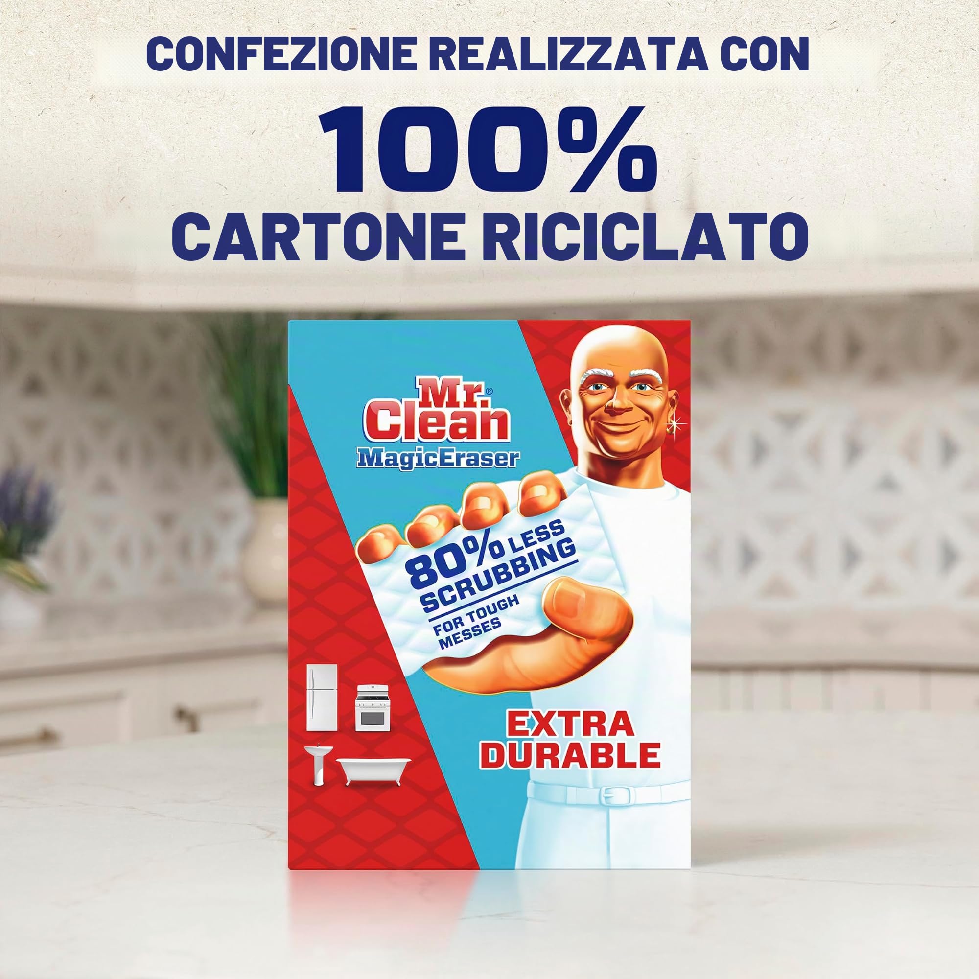 Mr. Clean Gomma magica extra resistente, multiuso, detergente per scarpe, bagno, doccia, finestrini e parabrezza, 10 pezzi