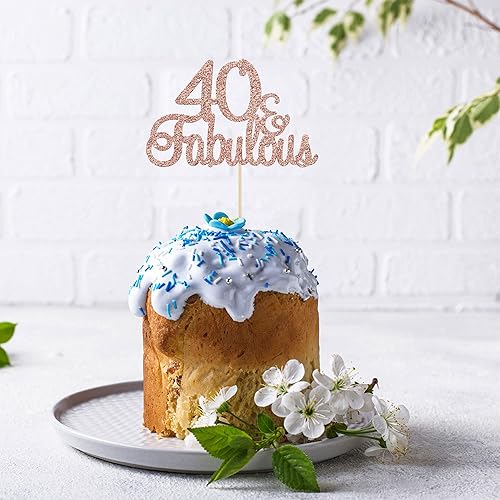 Miniatura 4 de Gyufise 1 decoración de 40 y fabulosos adornos para tartas de oro rosa 40 y fabulosos adornos para tartas de cumpleaños de 40 años, decoraciones de
