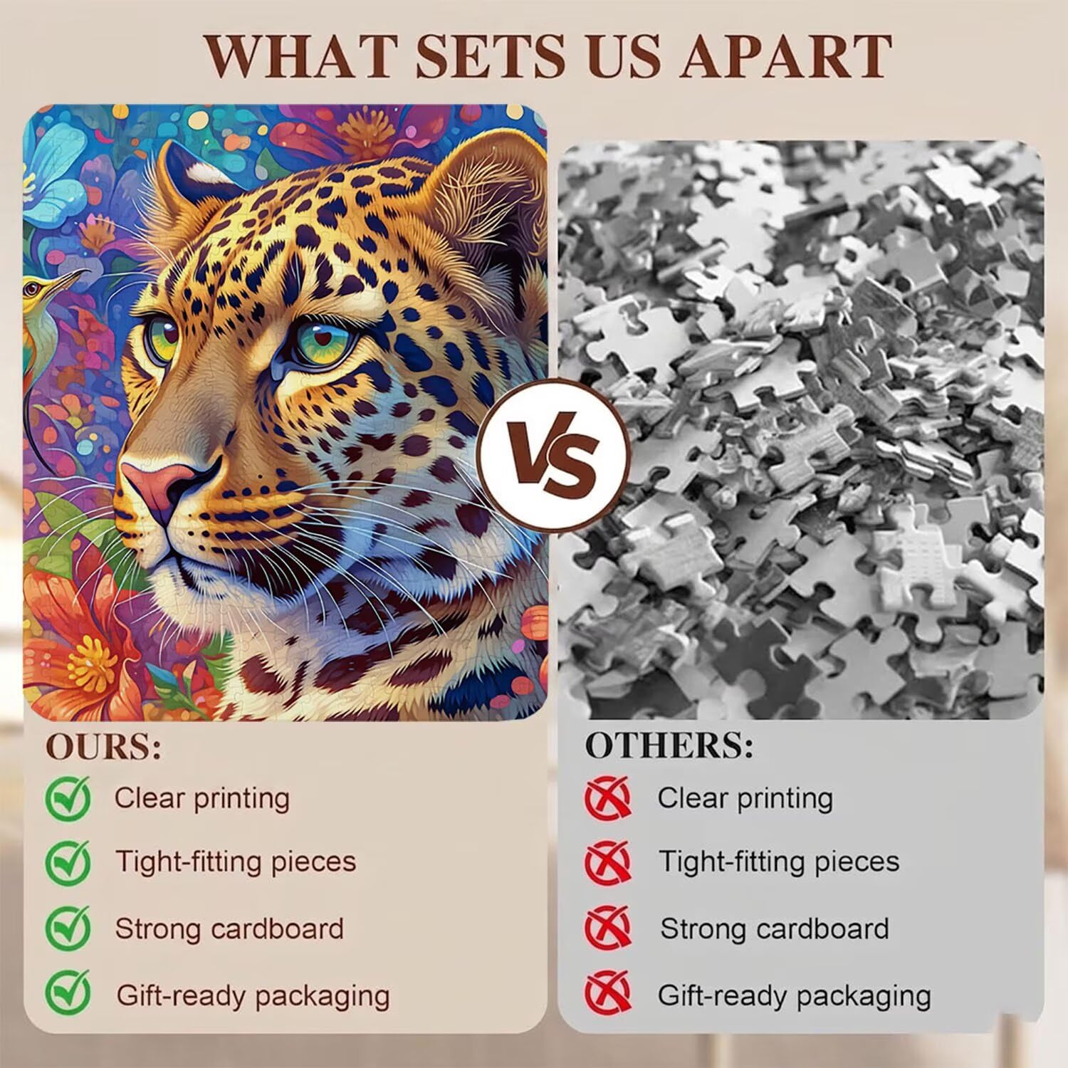 Leopardo Flor-3 Puzzle de 1500 Piezas, Juego de Mesa Familiar de Madera - Rompecabezas Adultos para Toda La Familia, Rompecabezas Educativo DIY y Antiestrés - con Mapa de Referencia, 87 x 57 cm f0-10