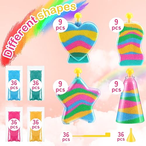 Miniatura 4 de Deekin Kits de arte de arena para niños, crea tus propias botellas de arte de arena transparente con embudos y palos, manualidades y manualidades de