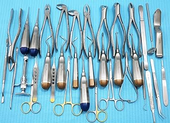 مجموعة ألمانية متميزة مكونة من 36 قطعة مصاعد لاستخراج الأسنان عن طريق الفم مجموعة أدوات ملقط