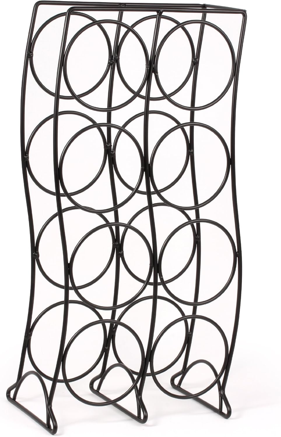 Spectrum 6 Bottle Wine Rack Freestanding Countertop Wine Bottle Holder Storage, Modern Black Metal Wire Wine Rack Organizer for Kitchen Counter Tops Base Cabinet Insert Pantry 3 Tier Wine Shelf