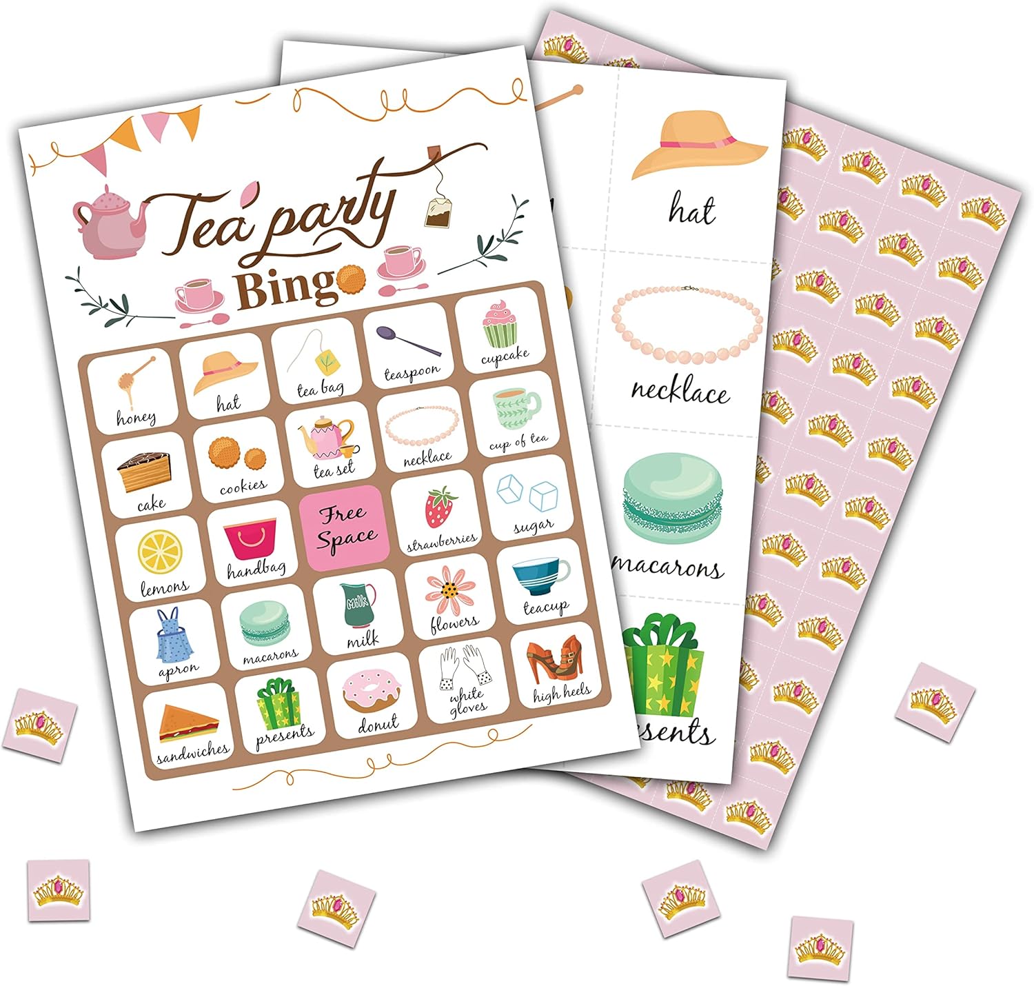 Mumeed Tea Party Bingo Games Cards with 24 Players, Party