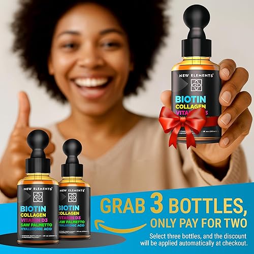 Miniatura 2 de Biotina líquida para el crecimiento del cabello mujeres y hombres 10000mcg  Suplementos de biotina y colágeno con palma enana americana y ácido