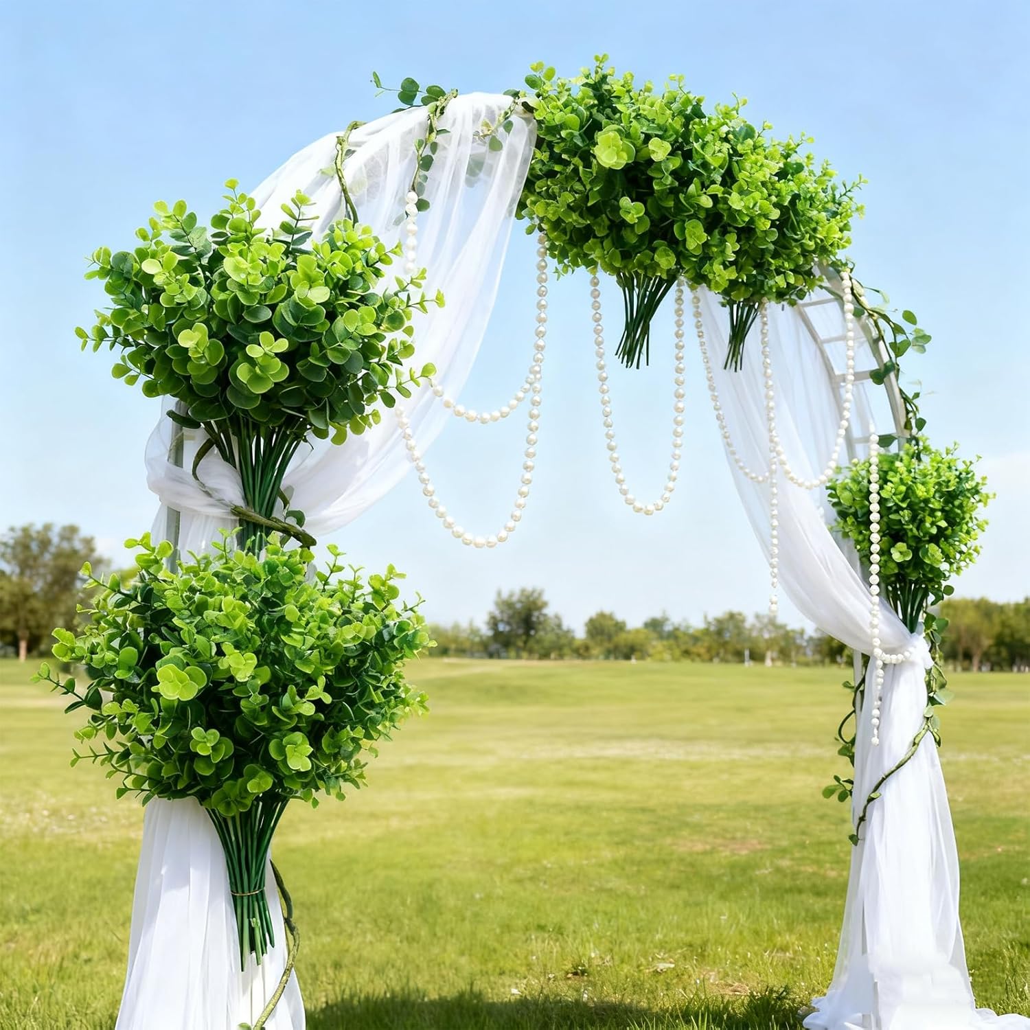 Artificial Flowers for Outdoors 20 Bundles UV Resistant Boxwood Shrubs Artificial Eucalyptus Fake Plants Faux Plastic Greenery for Farmhouse Garden Indoor Outdoor Home Wedding Decoration