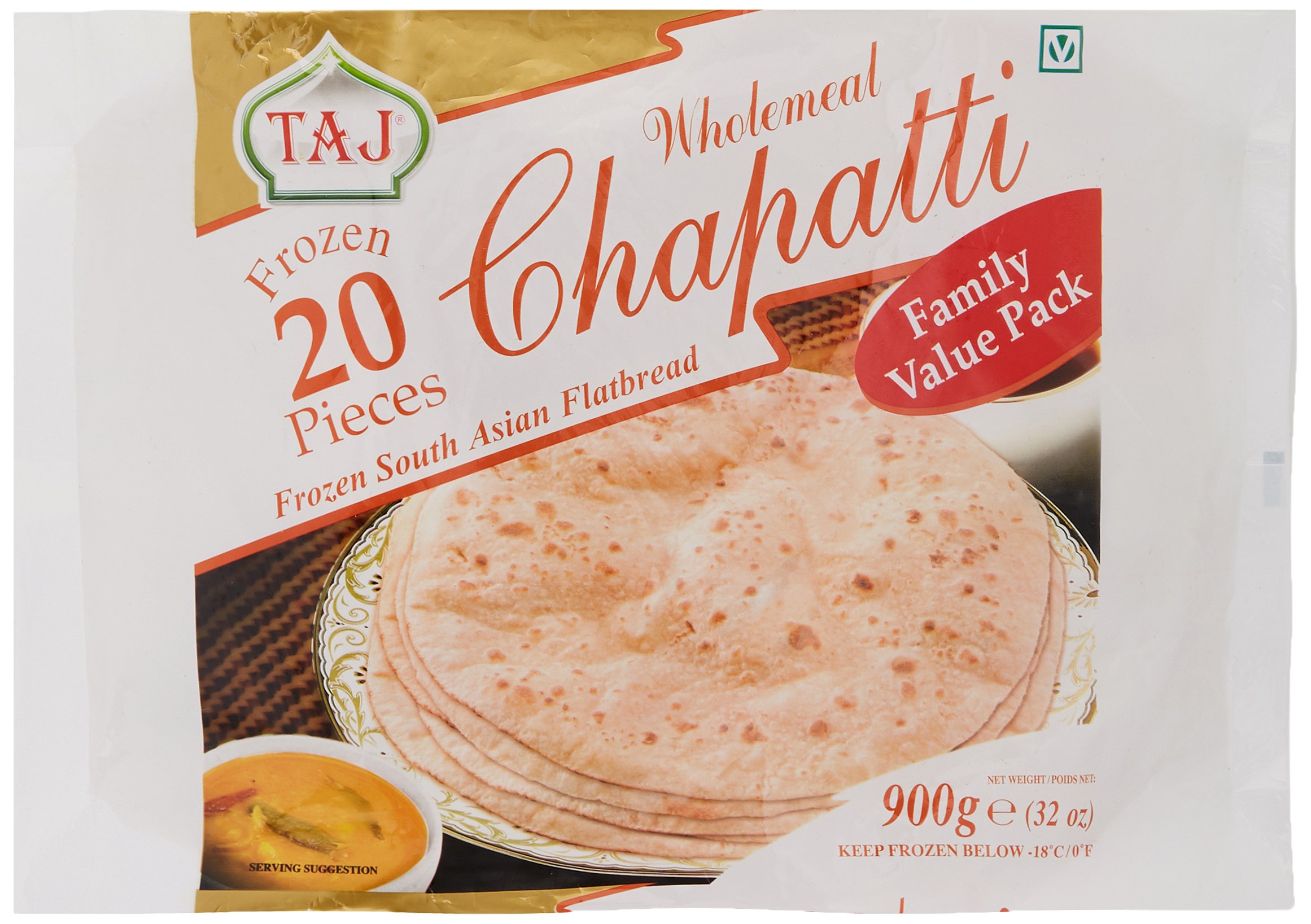 Taj Wholemeal Chapattis, 900g (Frozen)