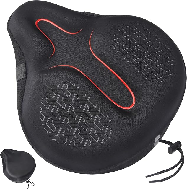 Zacro Coussin de siège à vélo large, housse de siège de vélo matelassé Gel pour les hommes Femmes Confort, Selle de vélo souple pour Peloton/Stationary/Spin/Exercise/intérieur/Montagne/Vélos de route