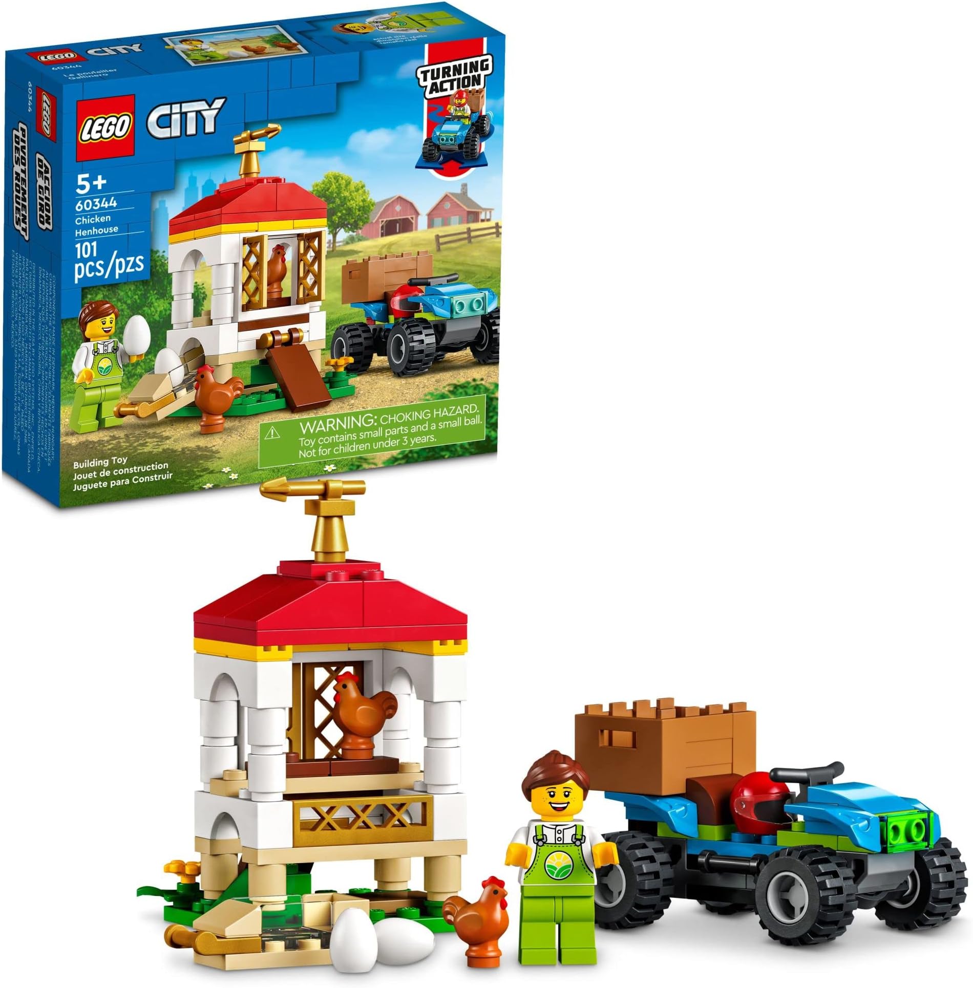City Chicken Henhouse 60344 Building Farm Toy Set for Kids, Boys, and Girls Ages 5+ (101 Pieces)