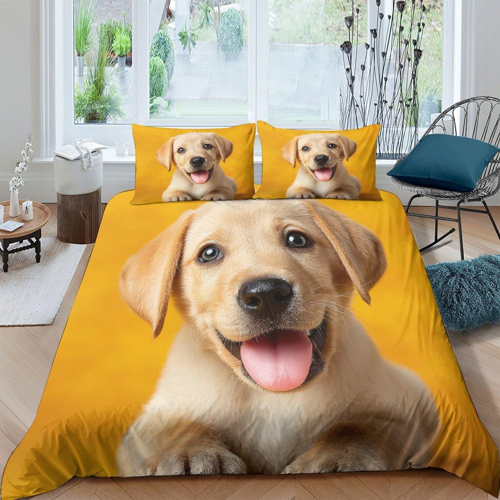 Ctjqhvkz Style-5 3D Printed Yellow Labrador Fitted Sheet Microfiber Soft Breathable Puppy Mattress Cover For Bedroom Guest Room Decor Single（135X200cm）