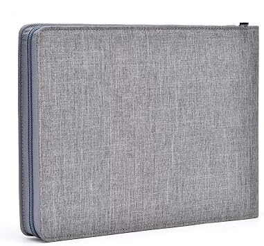 Asvine 24 Fountain Pen Case Gray Organizer Bag - Premium Waterproof Canvas Pen Display Holder, Individual Slot Zippered Style Storage Case