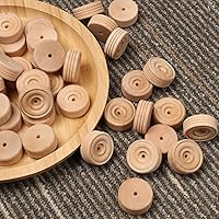 Vista 4 de Ruedas de madera, 100 unidades, 1.18 pulgadas, ruedas de madera con agujero de 0.14 pulgadas, perfectas para proyectos de carros de madera